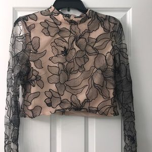 Lace Long Sleeve Crop Top